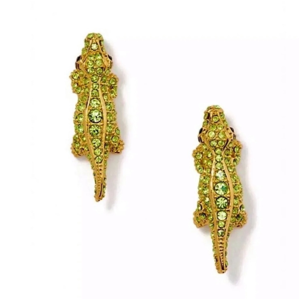 $78 Kate Spade Swamped Gold-Tone Pave Alligator Studs